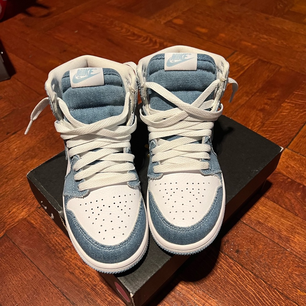 Jordan Blue and White High-Top Sneakers